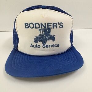 Vintage Auburn NY 80s 90s Snapback Trucker Mesh Hat Bodner’s Auto Service Puffy